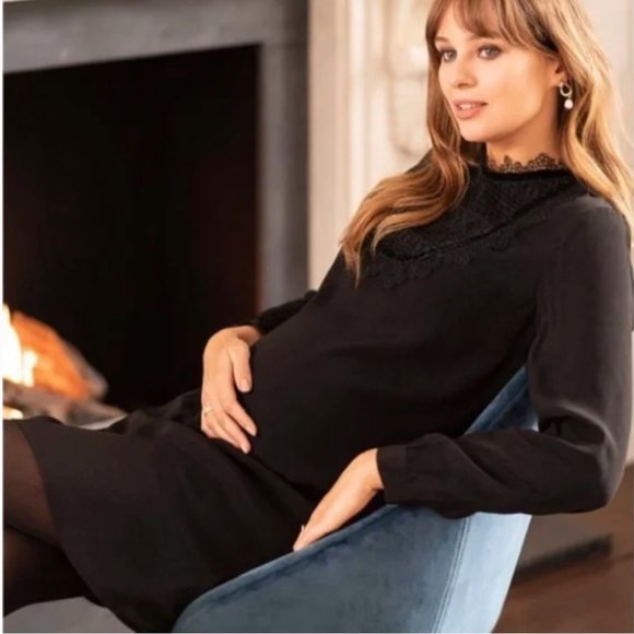 Seraphine | Dresses | Seraphine Black Long Sleeve Lace Bib